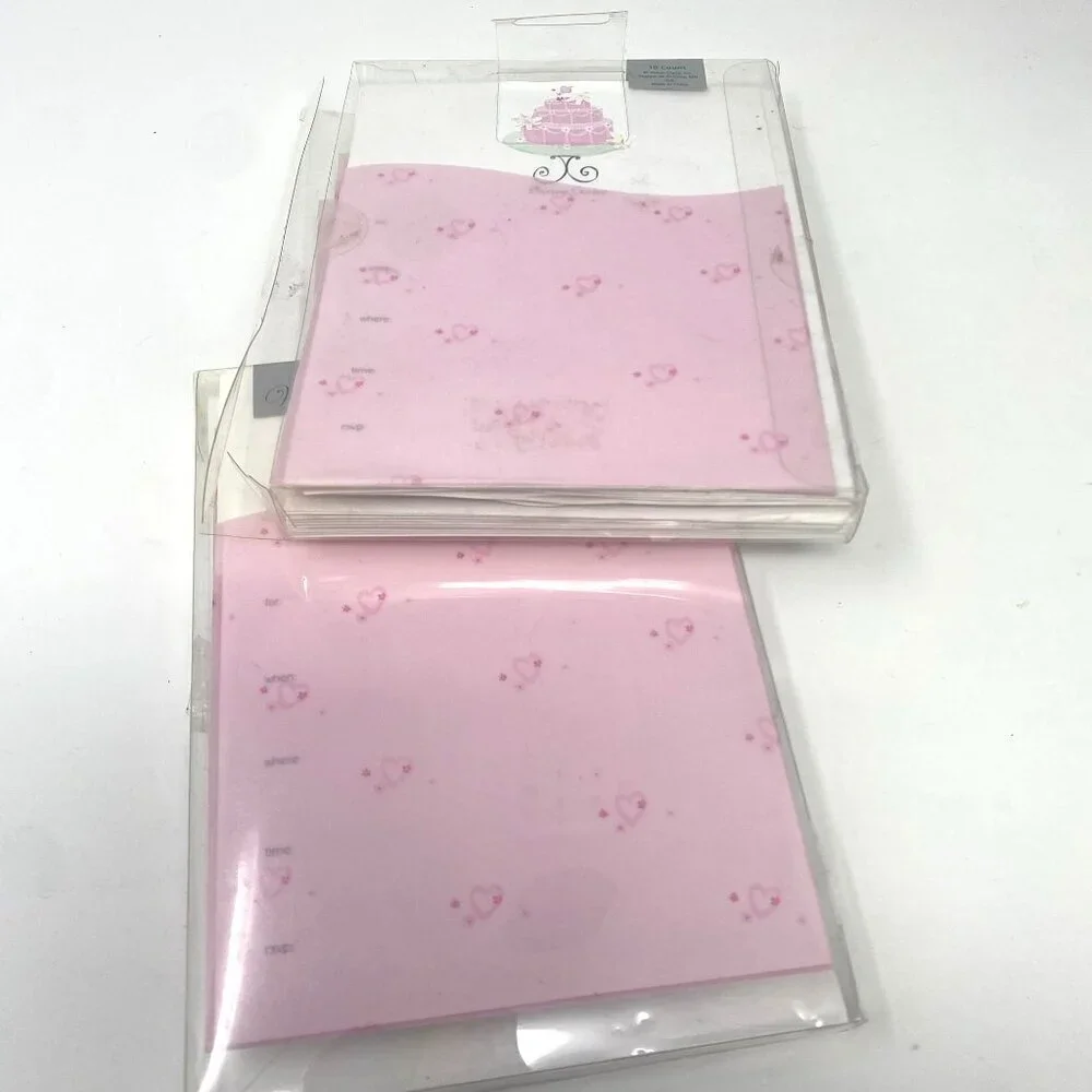 Vivian Claire 2 Pack Pink Birthday Cake Party Invitations Envelopes Vellum Inser
